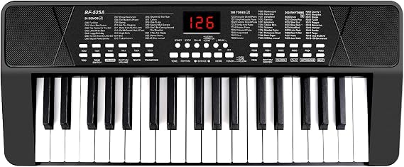 37 Keys Kids Piano for Beginners with Built-in 1200mA Rechargeable Battery | Portable Electronic Piano Keyboards with Microphone and LED Screen, Teaching Gift for Beginners, Black