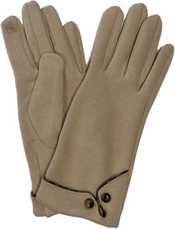 Womens Tan & Leopard Print Stretch Fit Texting & Tech Touchscreen Gloves