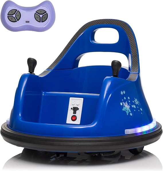 Electric Kids Car Ride On Bumpin Bumper Car for Boys and Girls, 12V Electric Bumper Car Toy Gifts W/Parent Remote Control, 360 Spin, Music and Bright LED Lights, Dark Blue