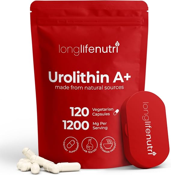 Urolithin A 1200mg - 120 Vegetarian Capsules of Pure Pomegranate-Derived Postbiotic, Third-Party Tested, GMP Certified, No Fillers, Vegan