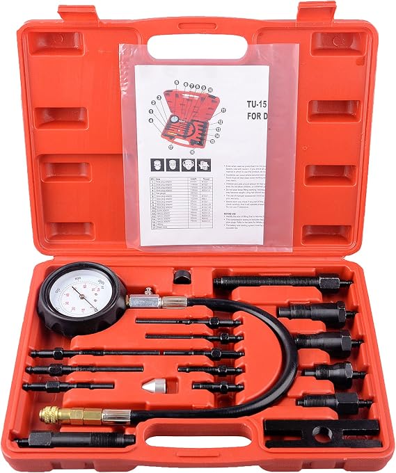DAYUAN 17 pc Diesel Engine Compression Tester Kit Tool Set Automotive Compressor