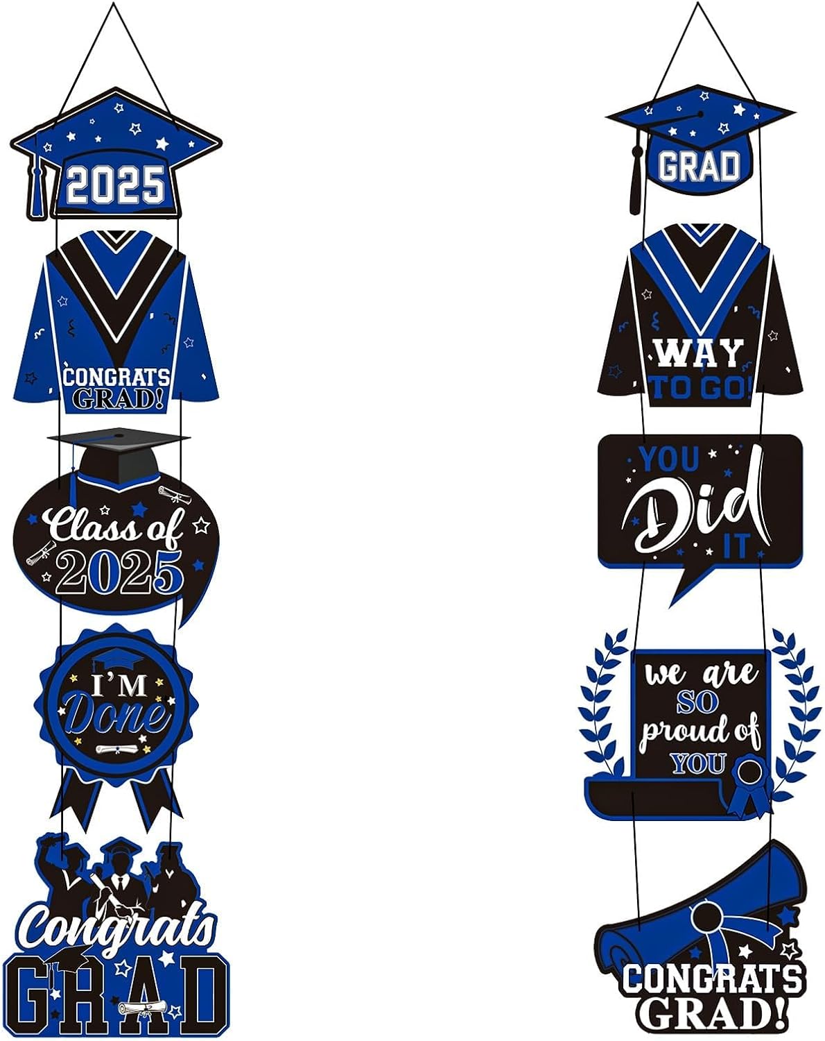 Graduation Decorations 2025,Blue and Black Congrats Grad Door Banner Class of 2025 Graduation Banner Sign for School Porch Door Wall Decorations
