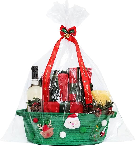 Present Basket Christmas Festive Christmas Party Baskets | Storage Decoration Box for Celebration Party Gathering Birthday Women Men Housewarming