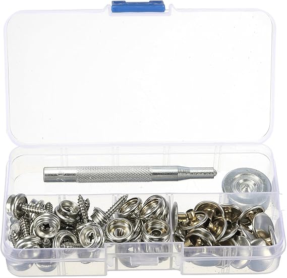 20 Set 5/8" Snap Button Fastener Kit Snap Press Stud Button Set with Installation Tool for Canvas & Upholstery Boat Cover