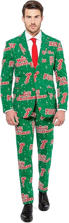 OppoSuits Fun Ugly Christmas Costumes For Men - Complete Xmas Suit: Includes Jacket, Pants and Tie