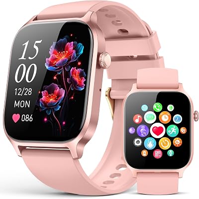 Smart Watch for Men Women- AnswerMake Call, IP68 Waterproof Fitness Tracker Watch with Monitor Sleep Step Counter Pink, 1.83
