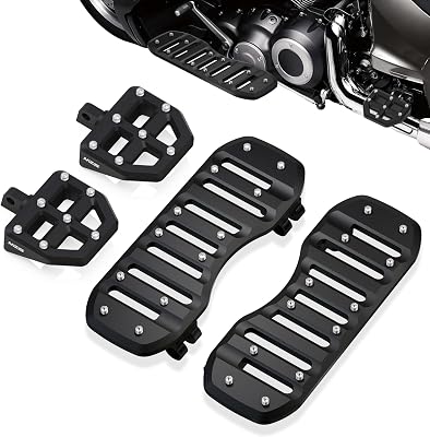 MZS Motorcycle Passenger Driver Floorboards, Touring Footboards Set Wide Foot Pegs Front Rear Board Pedal Black Compatible with Road King Electra Street Road Glide Ultra Limited Trike Softail