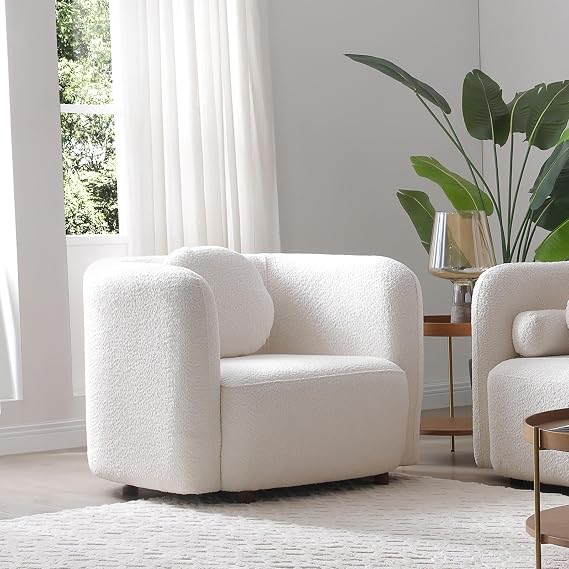 Oversized Boucle Accent Chair, 39.4" Square Cloud Couch Chair