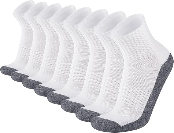 Heatuff Mens Cushioned Ankle Socks, Comfort Athletic Running Casual Quarter Socks (8 pairs)