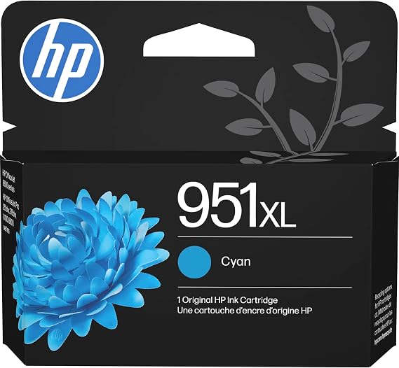 HP 951XL Cyan High-Yield Ink Cartridge | Works with OfficeJet 8600, Pro 251dw, 276dw, 8100, 8610, 8620, 8630 | Eligible for Instant Ink | CN046AN
