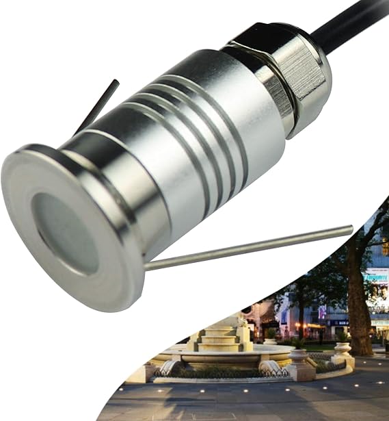 LED Mini In-Ground Well Light-Finger Size,1W 12V DC,120 Wide Beam Angle,IP67 Waterproof,Recessed Marker Indicator Underground Outdoor Landscape Lighting,Warm White-3000K (1 Pack)