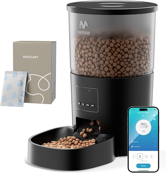 IMIPAW Automatic Cat Feeder 5G WiFi, 6-Pack Pet Food Desiccant Bags