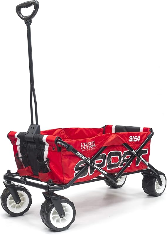 Creative Outdoor Collapsible Folding Wagon Cart | Sport Series | Beach Park Garden Sports & Tailgate | Red