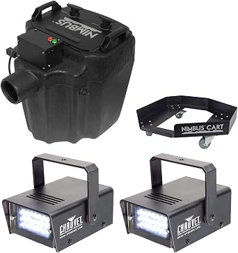 Chauvet DJ Nimbus Plug/Play Dry Ice Fog Machine+Nimbus Cart+2 Free Strobe Lights
