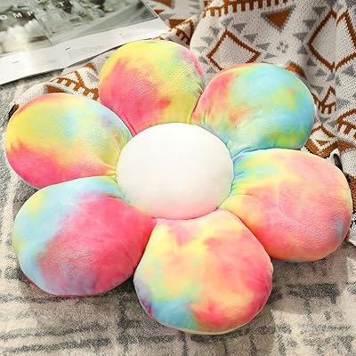 Green Flower Pillow, Shaped Throw Pillow Floor Pillows & Cushions, Chair Cushion Seat Cushion-Cute Room Decor for Teen Girls Adults-Fancy,Medium-19.5 inch