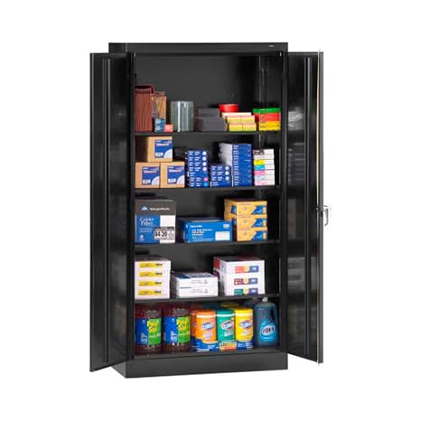Tennsco 7218 24 Gauge Steel Standard Welded Storage Cabinet, 4 Shelves, 150 lbs Capacity per Shelf, 36" Width x 72" Height x 18" Depth, Black
