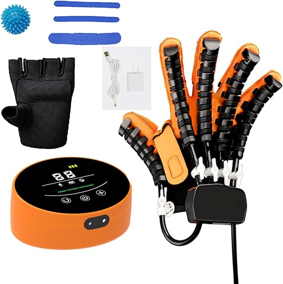 Rehabilitation Robot Gloves, Hand Therapy Recovery Trainer For Stroke Hemiplegia With Adjustable Finger Stretch And Fist Positions For Muscle Exercise Rehab Training At Home
