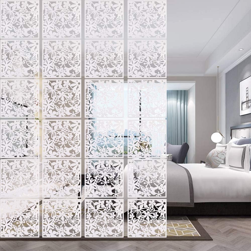 Hanging Room Divider Screens Made of Environmentally PVC,Simple and Modern White Hanging Panel Screen for Decoration Home, Livingroom,Bedroom, Kitchen, Dining Room,Hotel and Bar16PCS