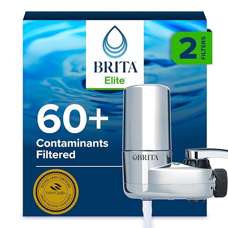 Brita Faucet Mount Water Filter System, Chrome, No Standby Filtration, Easy to Install, Multi-Purpose Tap Water Filter for Kitchens, Bathrooms and Small Spaces