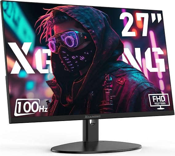 XGaming 27 Inch Gaming Monitor, 1080P Ultra Thin Frameless Computer Display 100Hz, 99% sRGB, Low Blue Light, HDMI VGA Gamer FHD Screen Supports VESA, Dual Speakers, Tilt Adjustable