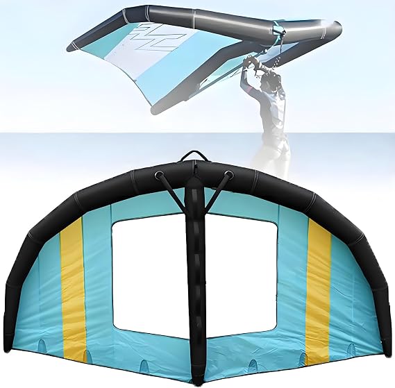 Inflatable Wing Foiling Package Handheld Surf Wing with Pump & Backpack, Made from Lightweight High-Tenacity Polyester Ripstop, Hydrofoil Sail for Adults in Outdoor Water and Snow Sports 4m2