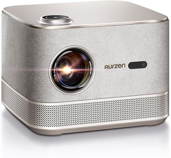 3-in-1 Outdoor Projector 4K Supported, AURZEN BOOM 3 Smart Projector with WiFi and Bluetooth, 3D DoIby Audio & 36W Speakers, Auto Focus & Keystone, Built in NetfIix App 500 ANSI Home proyector, Gold