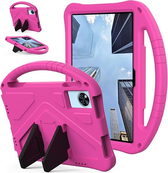 YRH for Doogee U11 Tablet Case 2025, Kids EVA Shockproof Cover with Stand Handle (Pink)