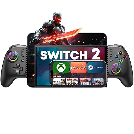 Gamtoure Wireless Phone Controller for iPhone, iPad Mini, Android- Bluetooth Game Controller for Nintendo Switch 2/Switch/Lite/OLED