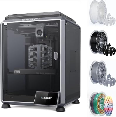 Creality K1C 3D Printer, 2024 New Bundle with Creality PLA Filament 1.75mm PLA White, PLA Black, PLA Grey, 3D Printing Filament 1kg X 4 Spools