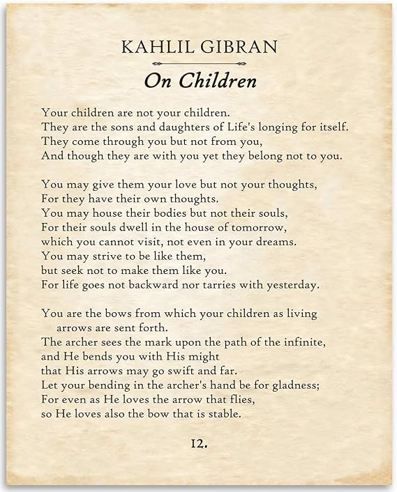 Lone Star Art Kahlil Gibran - On Children - 11x14 Unframed Typography Book Page Print - Great Gift for Philosophical, Spiritual, and Inspirational Poetry Buffs