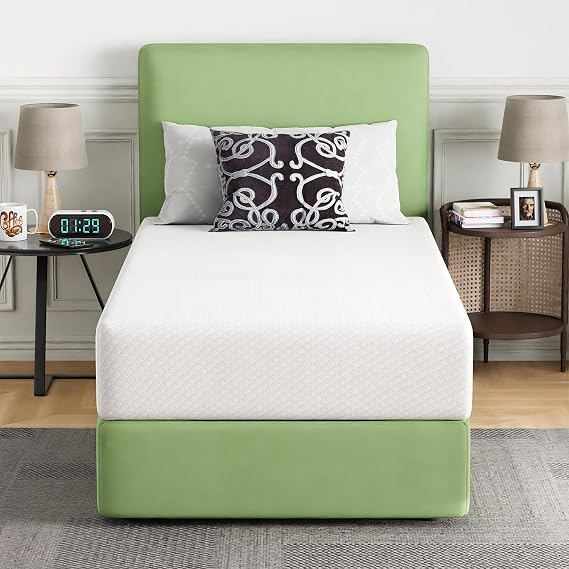 FDW | 10 Inch Twin Mattress | Medium Firm | Gel Memory Foam | White