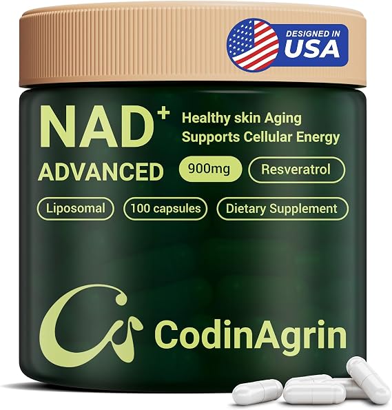 NAD+ Supplement with Resveratrol 900mg Nicotinamide Adenine Dinucleotide Complex for Cellular Energy Repair, Anti-Aging & Mental Clarity Support, Non-GMO, Vegetarian Friendly, 100 Capsules