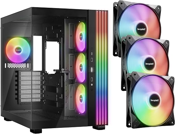 be quiet! Light Base 600 LX PC Case | Light Wings LX 120mm PWM High Speed Triple Fan Pack | Black | BGW67 and BL124