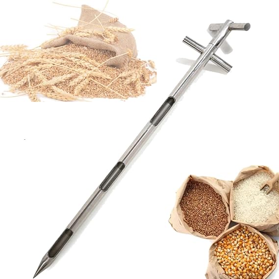 Stainless Steel Grains Powder Sampler Sampling Probe Granule Solid for Rice, Corn, Wheat, Soybeans (32mm*2m(3slots))