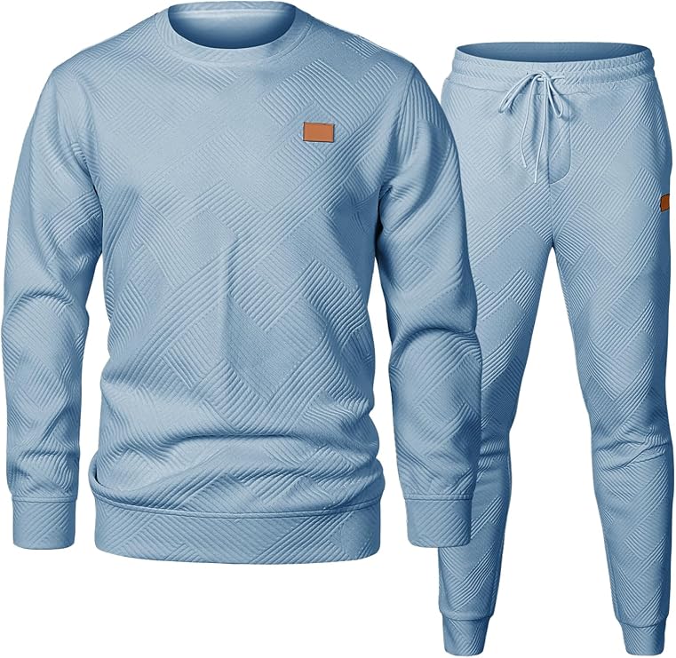 JMIERR Men's 2 Piece Outfits Knit Jacquard Pullover Sweatshirt Tracksuit & Joggers Sweatpants Sweatsuit Sets with Pockets