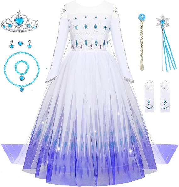 Aoiviss Girls Princess Costumes Snow Queen Princess Fancy Dress Up Clothes