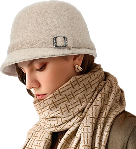 Winter Cloche 100% Wool Bucket Hat for Women Elegant Dress 1920s Vintage Fedora Hats Church Derby Party Fashion
