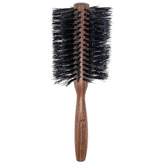Spornette Italian Rounder Boar Bristle Round Hair Brush for Women & Men - Large Round Brush for Blow Drying, Styling & Volumizing - Wooden Brush for Medium to Long Thick, Fine, Curly or Straight Hair