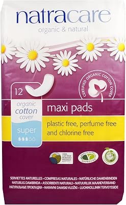 Natracare Maxi Pads Super with Organic Cotton Cover 12 ea Pack of 2
