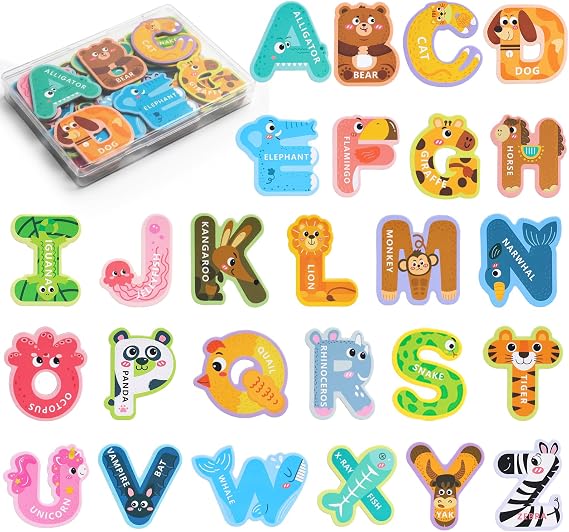 LovesTown 26PCS Magnetic Letters for Toddlers, Boxed Fridge Magnets Set