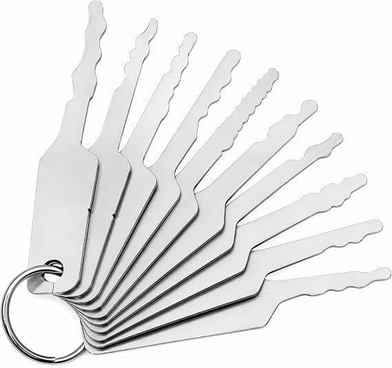 10-Piece Lock Picking Kit with Keyring, Portable Lock Pick Set, Universal Skeleton Keys for Emergency Home, Office, and Car Access, Durable Steel Keychain Accessory Tool for Locksmiths & Homeowners