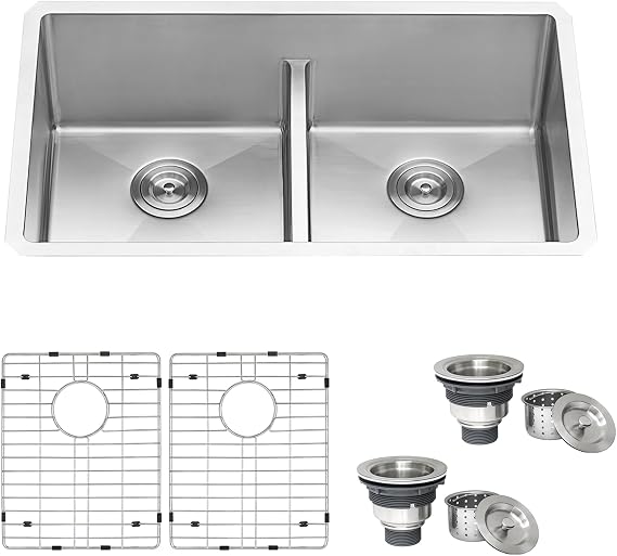 Ruvati 32-in 50/50 Low-Divide Undermount Kitchen Sink - RVH7411