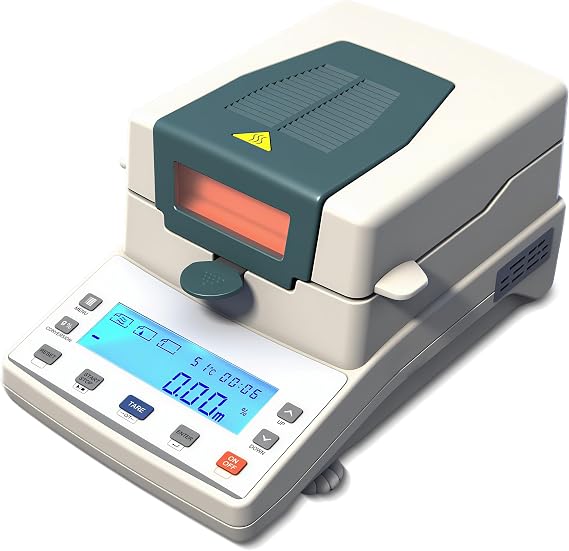 Halogen Moisture Meter Digital Halogen Moisture Analyzer with Readability 5mg, Moisture Readability 0.1% Precision Lab Moisture Tester for Agriculture, Medicine, Plastic (Model MB65)
