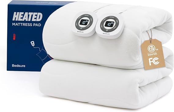 Bedsure Heated Mattress Pad Queen Ultra Soft Bed Warmer, Plush Coral Fleece