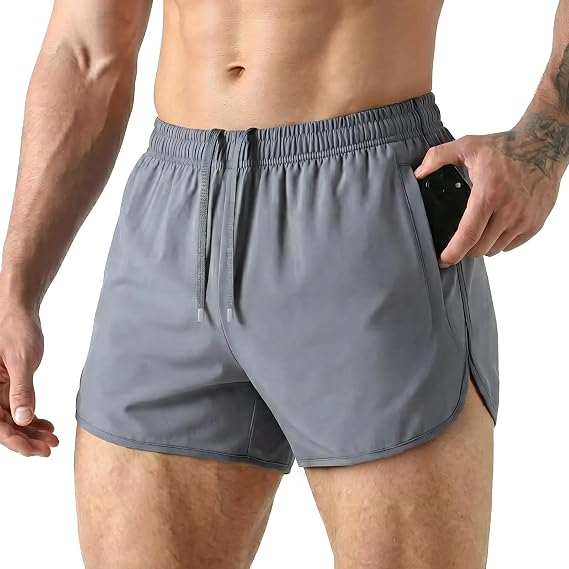 Men's 3 Inch Side Split Running Shorts with Pockets
