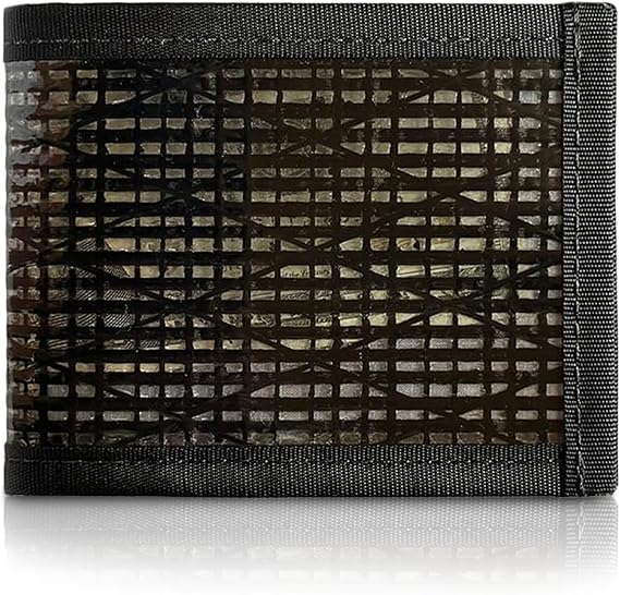 Flowfold Vanguard Recycled Sailcloth Bifold Wallet | Slim and Durable with Cash pocket, Two Hidden Card Pockets and Two ID Windows | Holds 10-12 Cards | Minimalist Wallet Made in USA | Black Sailcloth