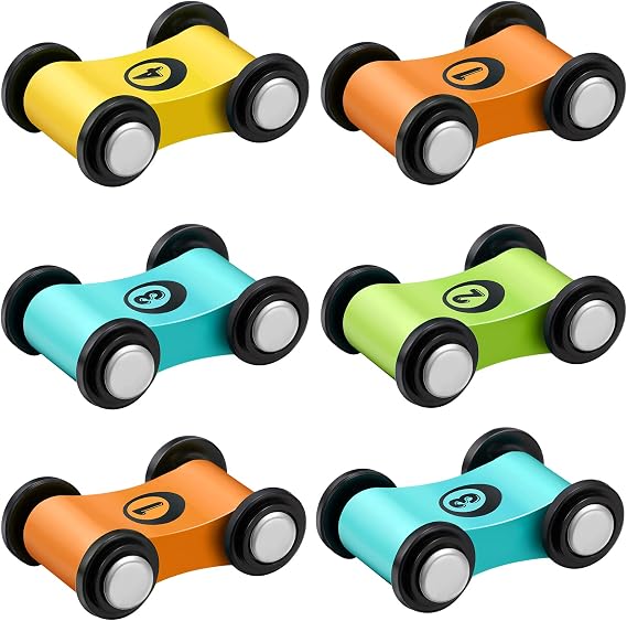 6 Pieces Wooden Mini Car Wooden Car Ramp Race Track Toys, Car Ramp Racer Toy Replacement Vehicle Set Race Party Favors