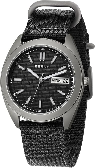 BERNY Titanium Watch for Men, Precision VJ53 Movement, Quartz Wristwatch