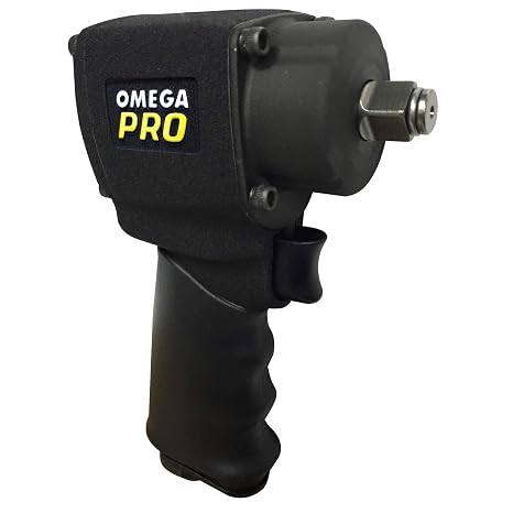 Omega Pro 82001 1/2 Inch Air Impact Wrench - Mini Pneumatic Compact Impact Gun 500 ft/lb