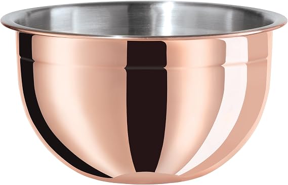 Oggi Copper Plated Stainless Steel 3qt Mixing Bowl - Copper Kitchen Accessories, Baking Tools and Accessories, New House Essentials, Stainless Mixing Bowls Make Great Prep Bowls & Serving Bowls